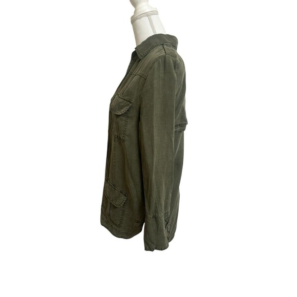 Willow & Clay Women's M Tencel Linen Military Style Shirt Jacket Army Green - Picture 4 of 8